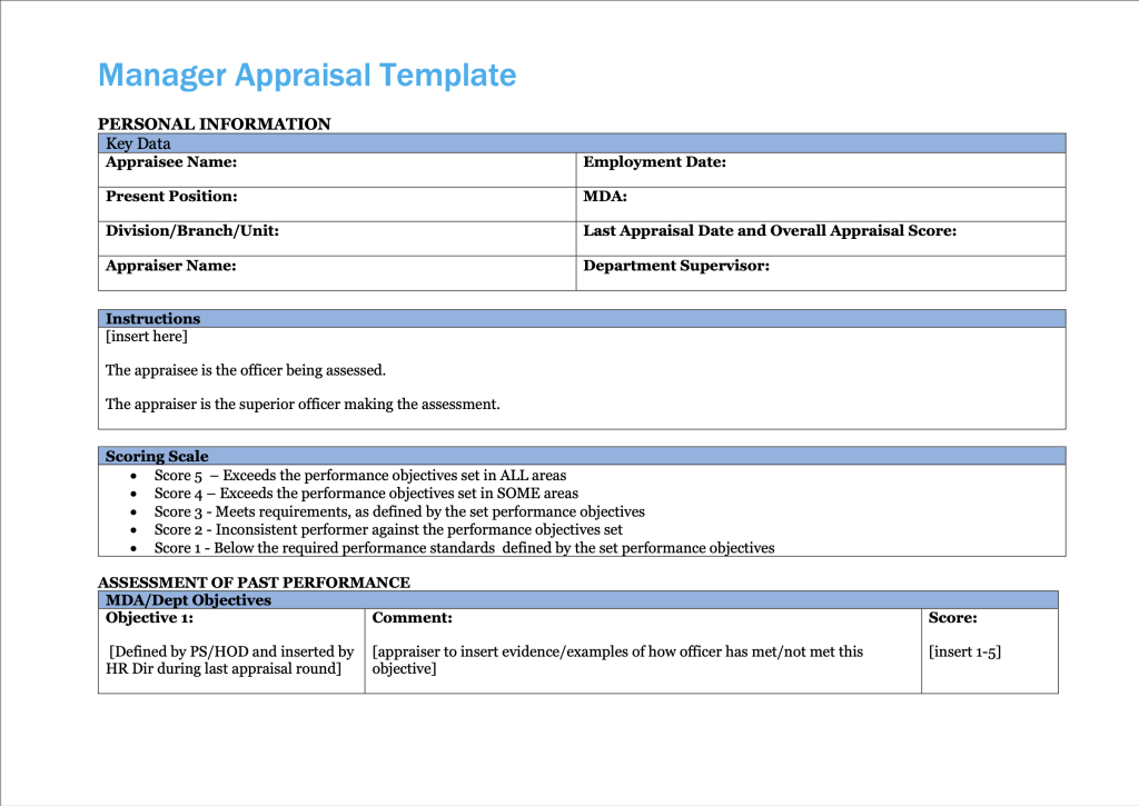 Manager Appraisal Template